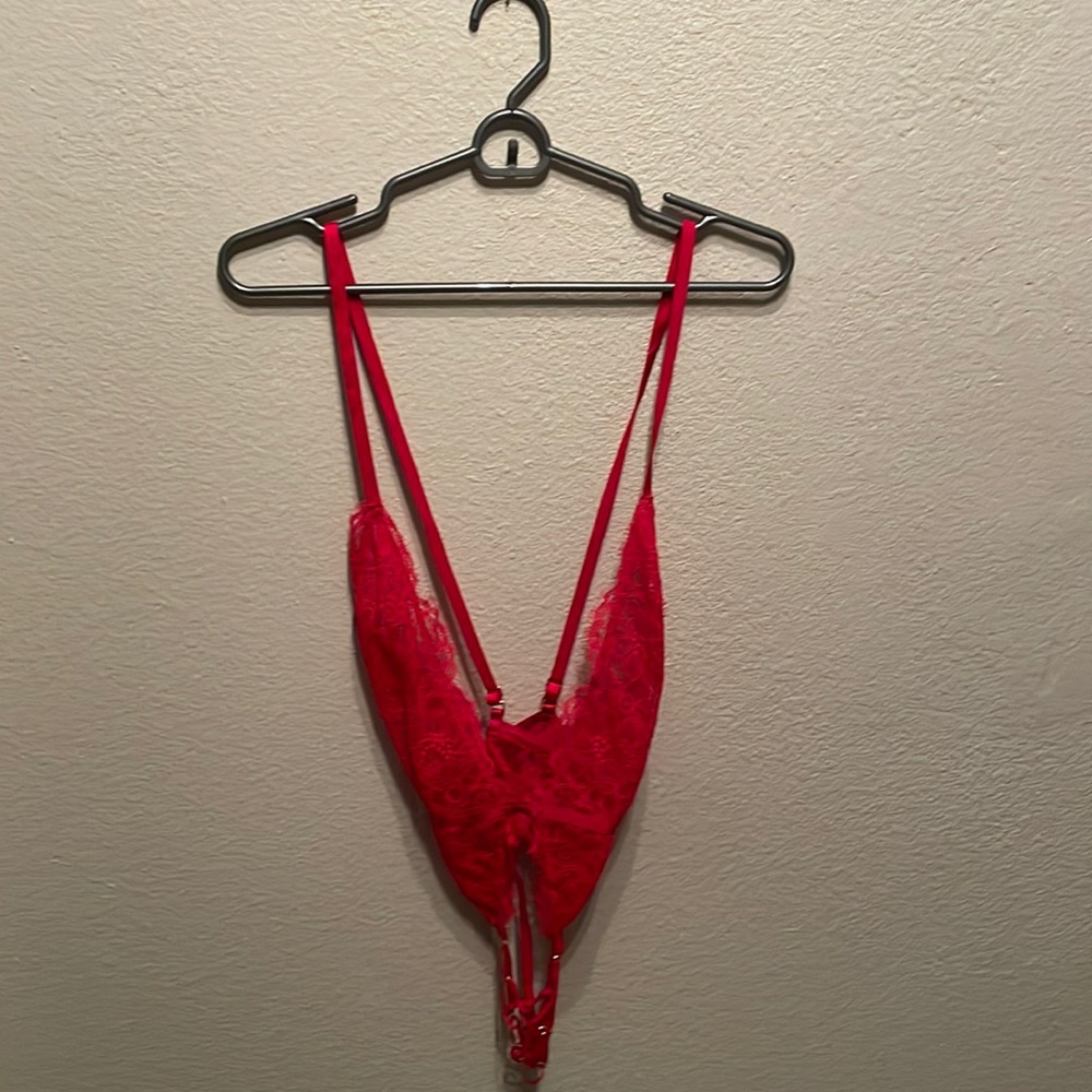 Victoria’s Secret red lace lingerie